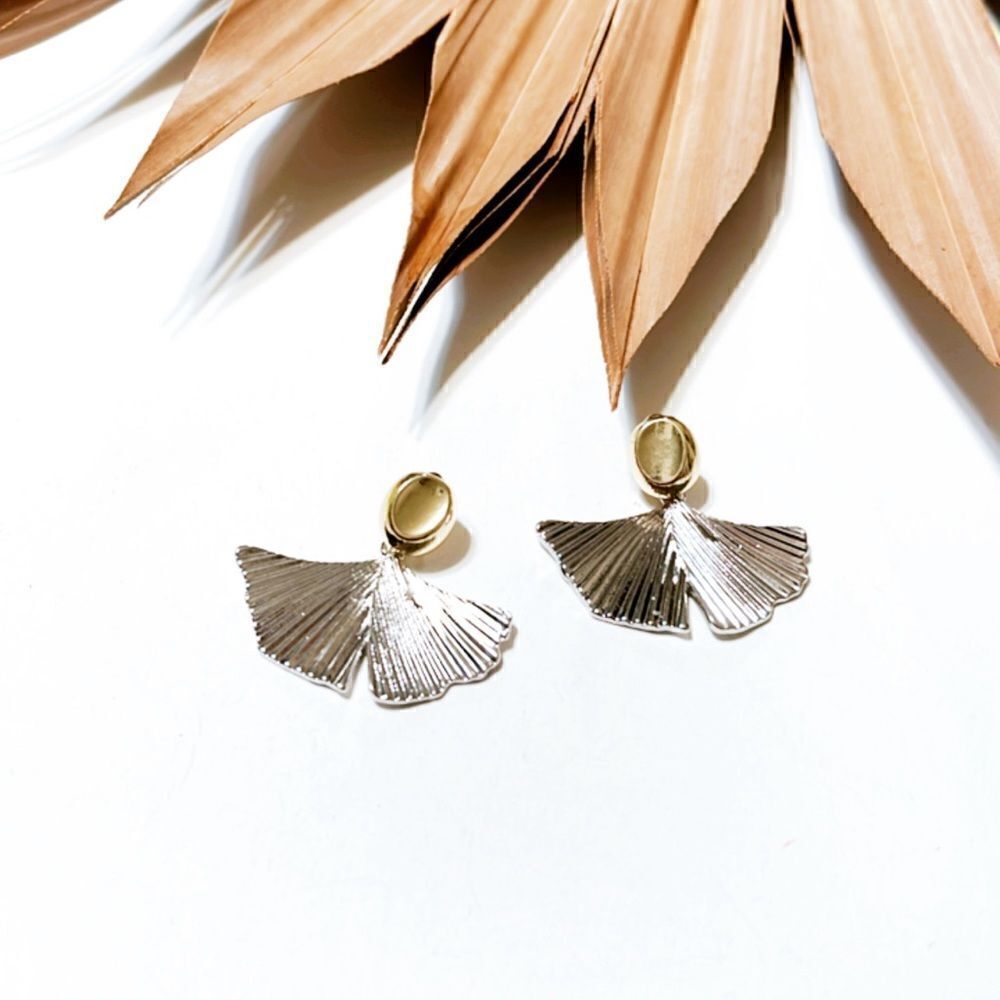 Ginkgo leaf drop earrings #715